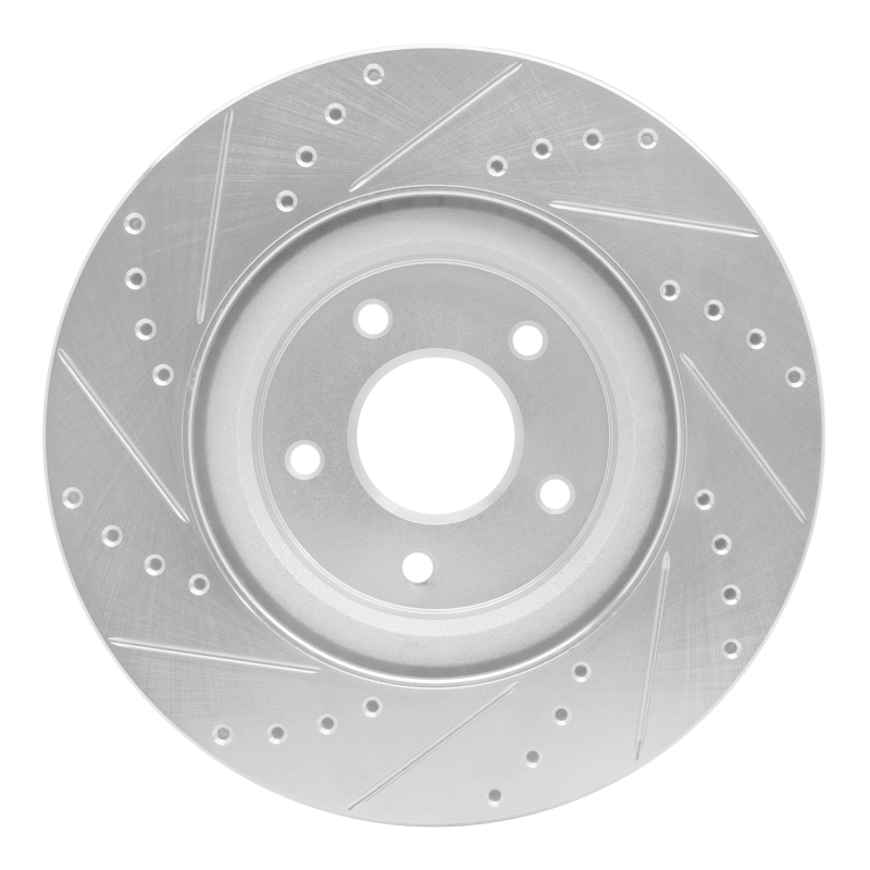 Nissan Rogue Brake Rotor (1) - Front Right - R1 Concepts - Drilled & Slotted - Silver - `14-`19
